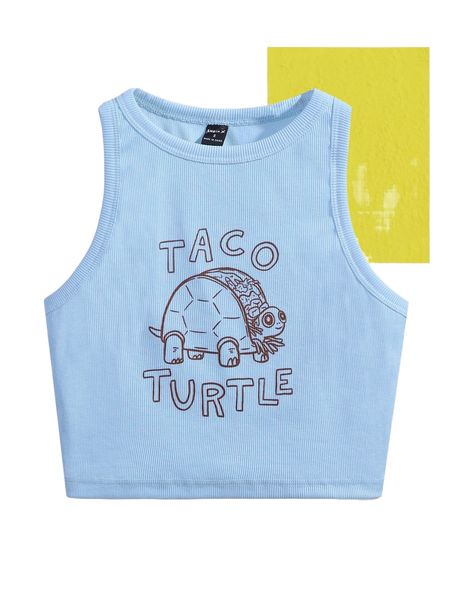 

x carolee karpell cartoon & letter graphic rib knit tank 56eo#, White