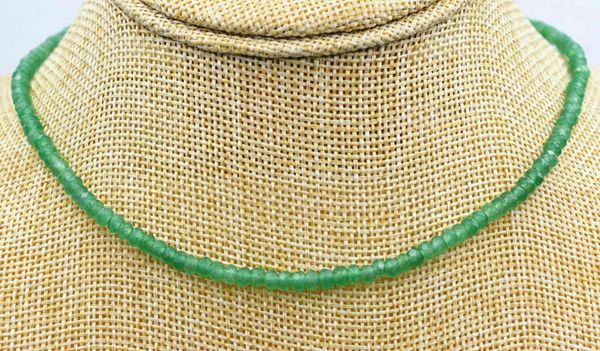 

new 2x4mm faceted myanmar natural emerald abacus gems necklace 18 silver clasp