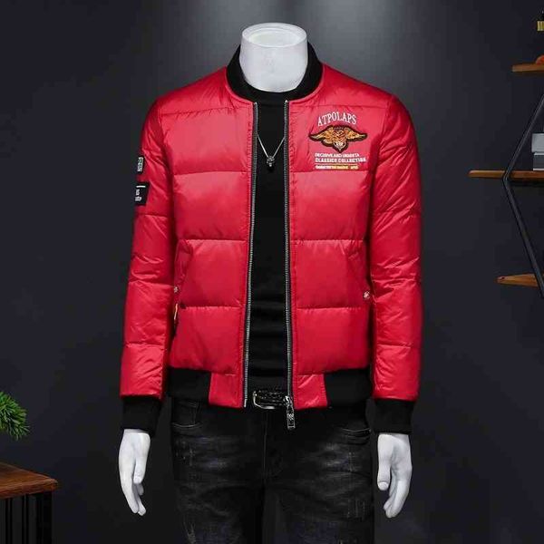 

fashion new men's down jacket luxury brand designer wholesale embroidered winter youth thickened, Black