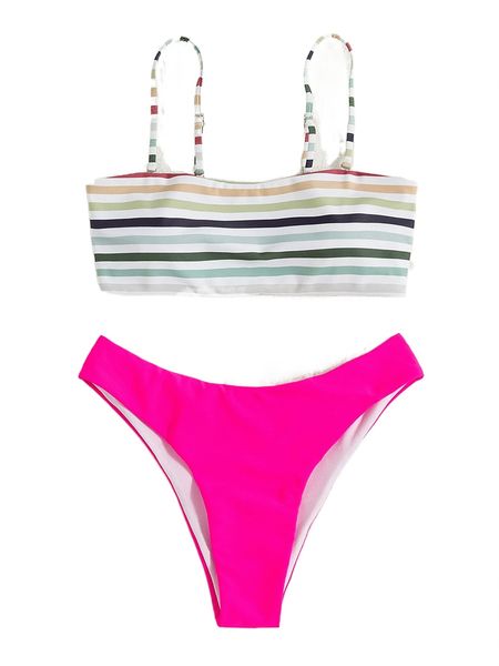 

striped bikini swimsuit f99k#, White;black