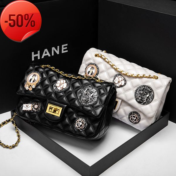 

the factory directly live broadcast light luxury women's leather sheep personalized graffiti small fragrance badge bag