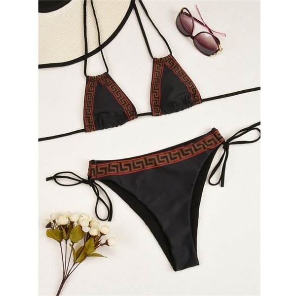 

bikinis set halter swimwear women swimsuit female push up bikini high waist bathing thong swimming suit 210319, White;black