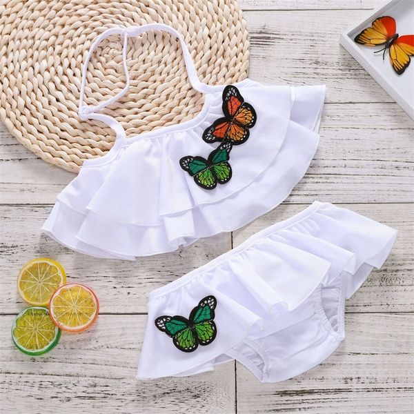 

girls two-piece swimming suits white swimwear children beach wear swimsuits lovely bikini -k543 220426, Black