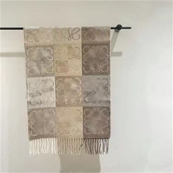 

62% off 2022 autumn and winter new scarves loe classic lowe wool women's long jacquard tassel narrow cashmere chessboard lattice donglu, Blue;gray