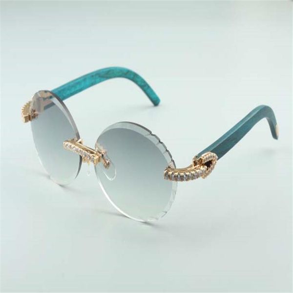 

fashion 3524016 cutting lenses diamonds sunglasses natural green wooden temples retro oval glasses size 58-18-135mm205m, White;black