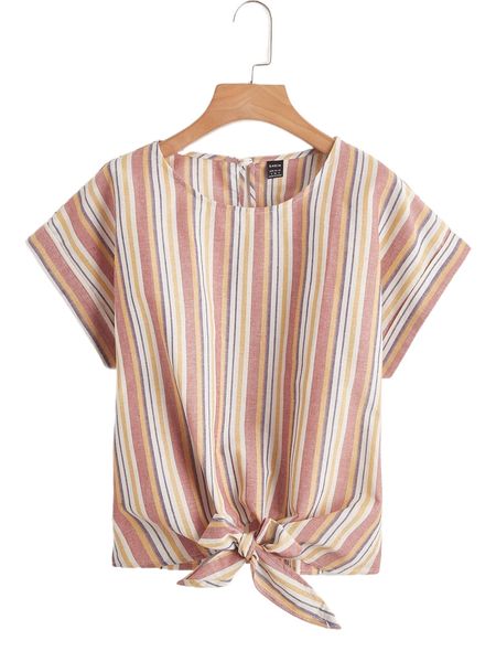

striped keyhole back tie front a8ax#, White