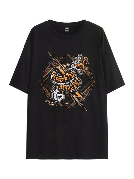 

x juan villamil men lightning & snake print tee e57a#, White;black