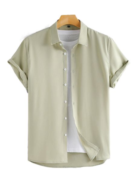 

men solid button front shirt without tee x9co#, White;black