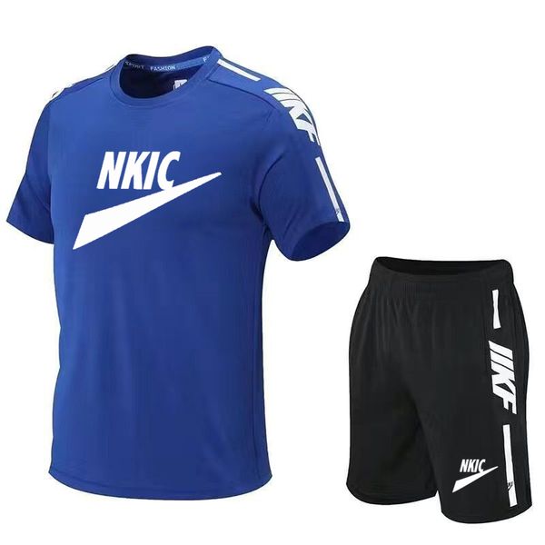 

new fashion men's sets 2 piece summer tracksuit male casual brand t shirt short fitness jogging breathable sportswear husband set, Gray