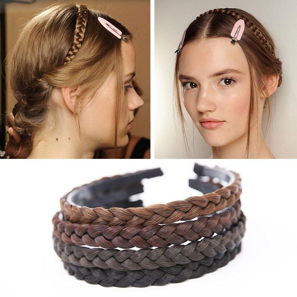 Accessori per capelli Parrucca europea e americana Fascia per capelli Moda Treccia Copricapo Fascia bohémien Premendo il pulsante per le ragazze