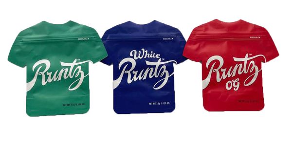 

edible special-shaped runty mylar bags dustproof runtz zipper bags pink white runtyy og smell proof packaging