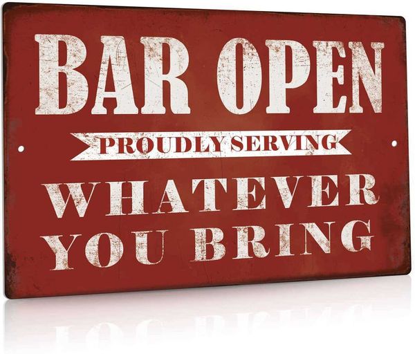

bar open metal tin sign bar man cave funny wall decor, 8"x12"