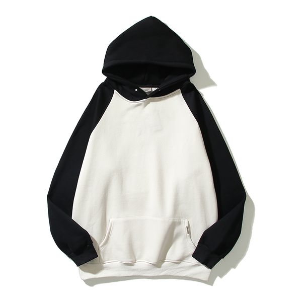 

pullover patchwork fleece mens hooded hoodies front pockets casual sweatshirts, Black;brown