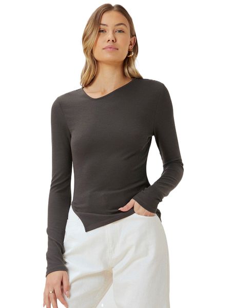 

motf eco recycled polyester asymmetrical neck t-shirt h9io#, White