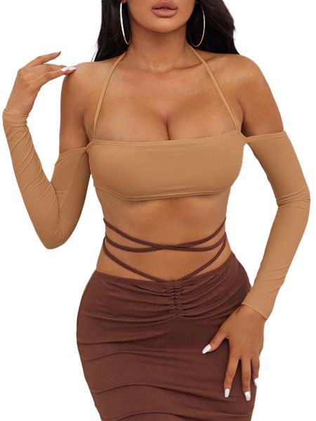 

sxy cold shoulder backless tee z43k#, White