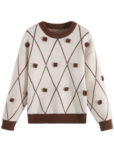 

vintage chic knitted sweater pullover autumn women sweaters o-neck thick warm ladies woman jumpers, White;black