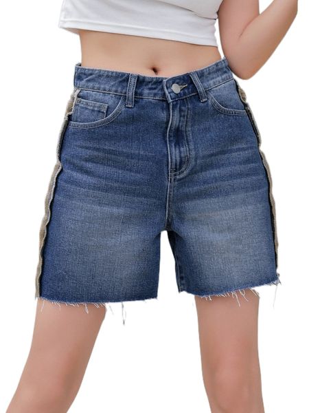 

dazy washed button fly denim shorts e6b9#, White;black