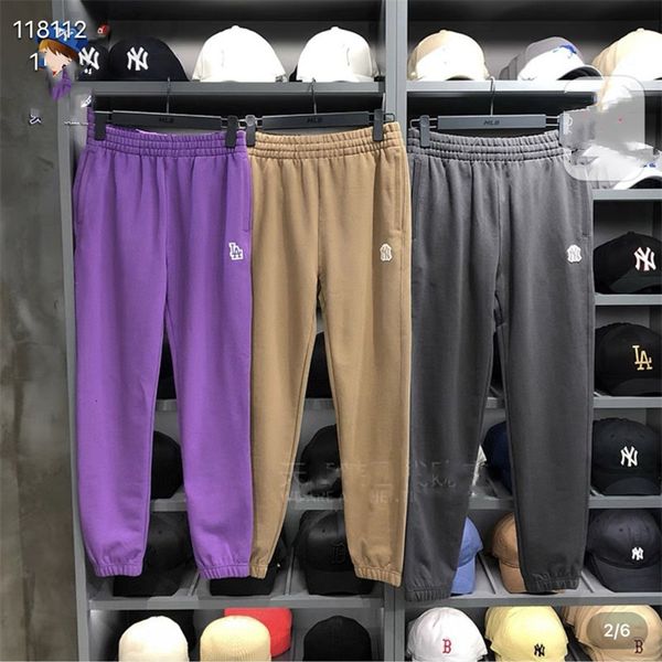 

men's pants designer 2022 spring new korean mlb solid color embroidery small label fashion simple loose couple casual pants, Black