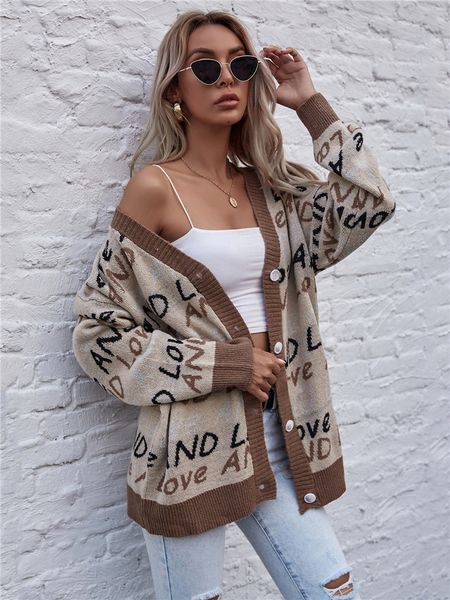

letter print jumper cardigans sweater women autumn winter love knitted sweater for women new, White;black