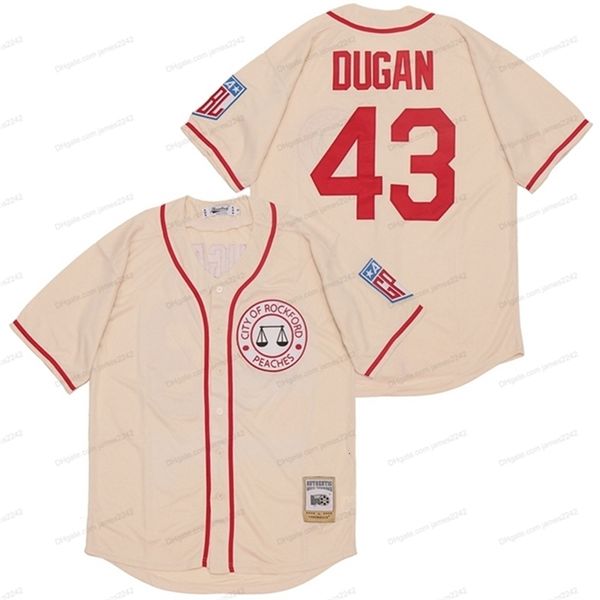 Nikivip Cheap Wholesale Jimmy Dugan # 43 Maglie da baseball Movie Rockford Peaches Tom Hanks Maglia cucita da uomo Vintage Top Quality