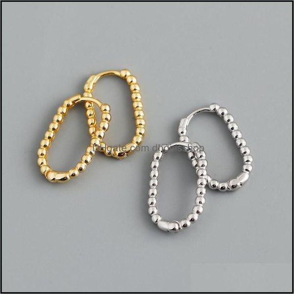 

hoop hie earrings jewelry simple beaded for women korean geometric oval earring 925 sterling sier jewelr dhshr, Golden;silver