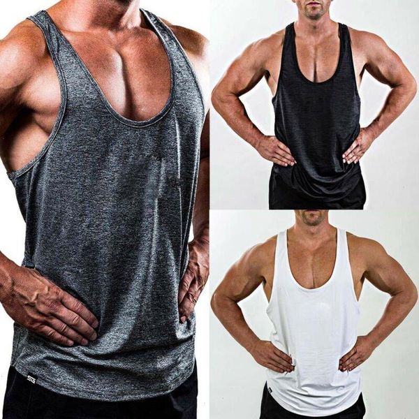 

men gym singlet training bodybuilding tank vest sleeveless fitness, White;black
