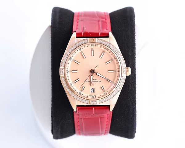 

tw factory produces women's watches cowhide strap sapphire glass mirror button 36mm 9015 movement, Slivery;brown