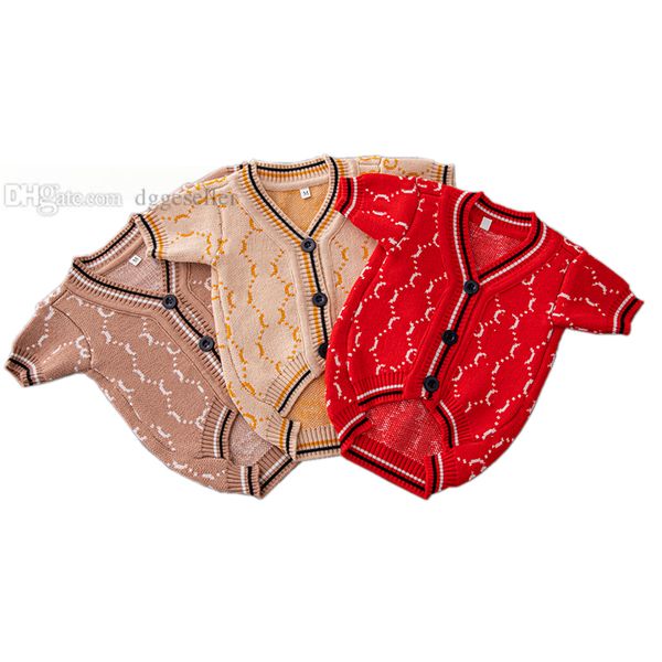 

warm dog apparel designer dog clothes with jacquard letter pattern soft dogs sweater classic pet casual wear clothing fashion cardigan sweat