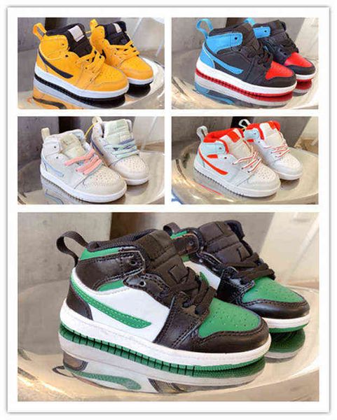 

1 1s kids basketball shoes preschool signed high youth chicago new born baby infant toddler trainers small boys girls sneaker, Black