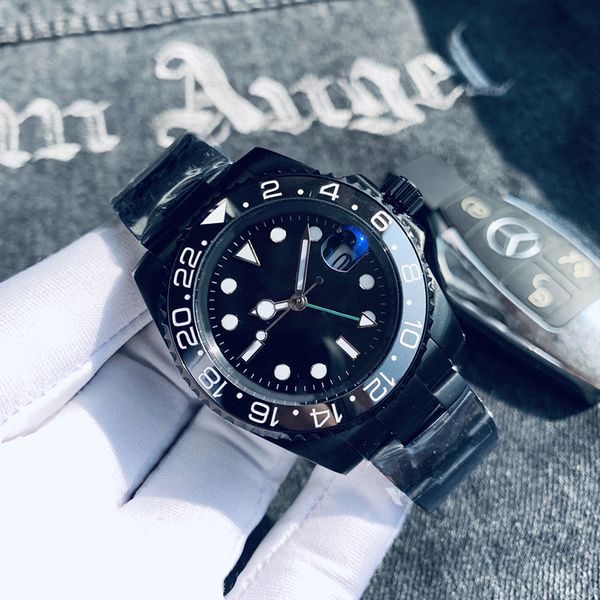 

blule ceramic dial men's watch 40mm automatic machine wristwatches 90l4l stainless steel strap designer montre de luxe watches luminous, Slivery;brown