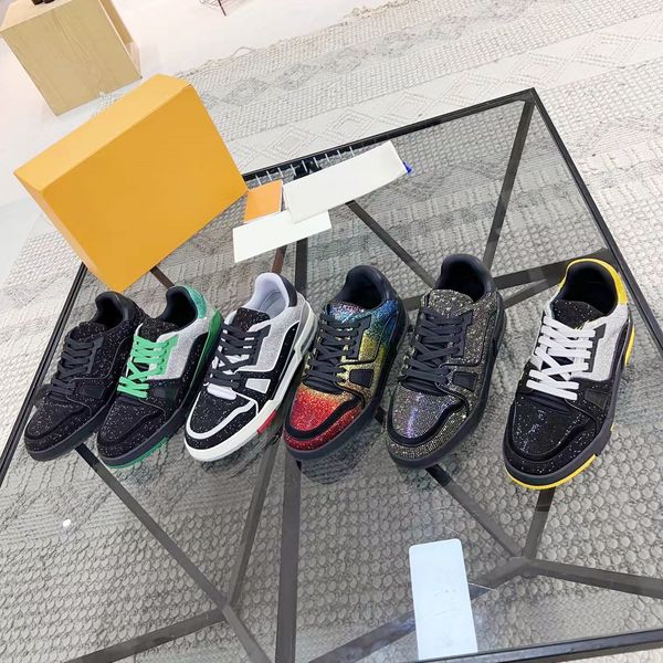 

brand designer tide men sports board shoes leather exquisite rhinestone luxury sneakers stylish outdoor athletic man casual low-runner train
