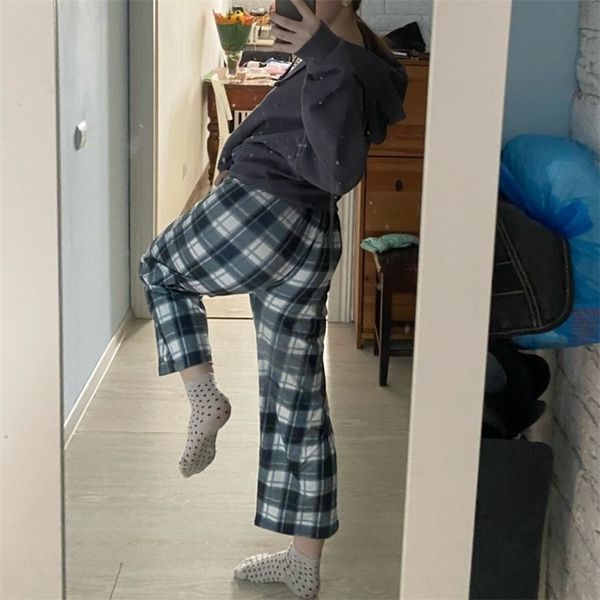 

vintage black white plaid pant high waist harem pant casual female trousers fashion joggers clothes streetwear women 220708