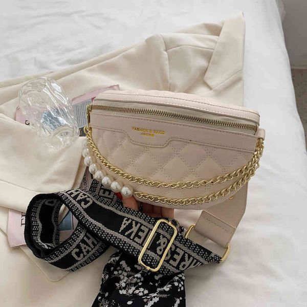 

fashion bag bag this popular texture 2022 new waist lingge pearl ins chain messenger