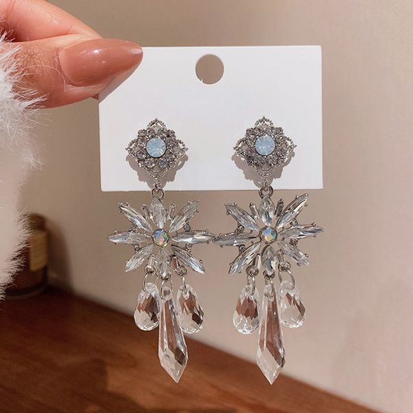 

s925 needle delicate jewelry flower earrings design aaa zircon dangle earrings for women gifts, Silver