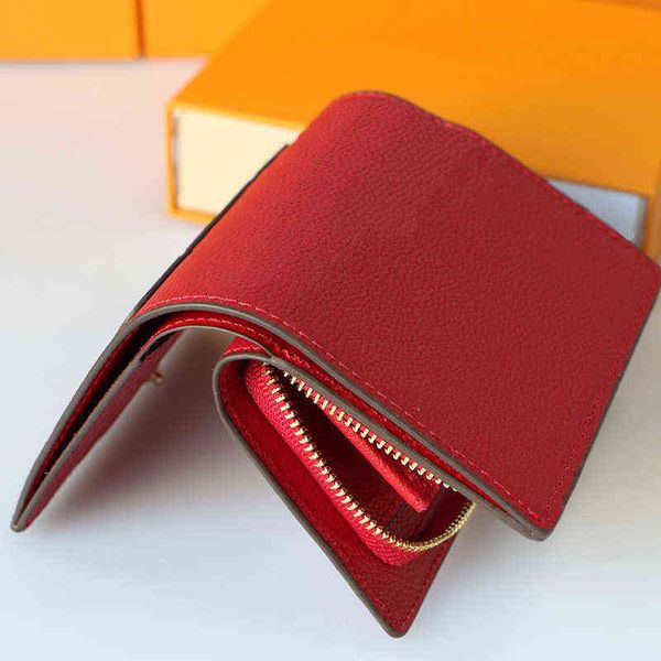

wallet purse women wallets designer bag coin purses card holder ladies short clip fashion classic solid color flower wallet 220428, Red;black