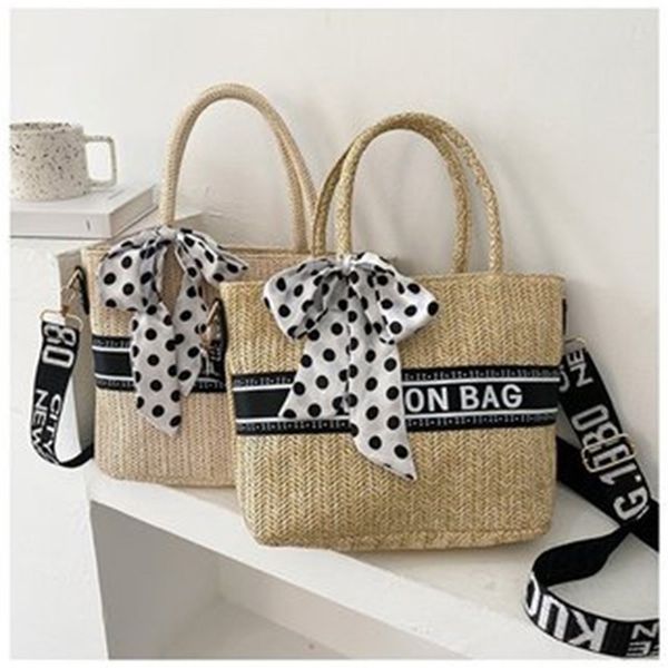 

female fashion straw bags one diagonal cross tote silk scarf portable vegetable basket purses outlet online