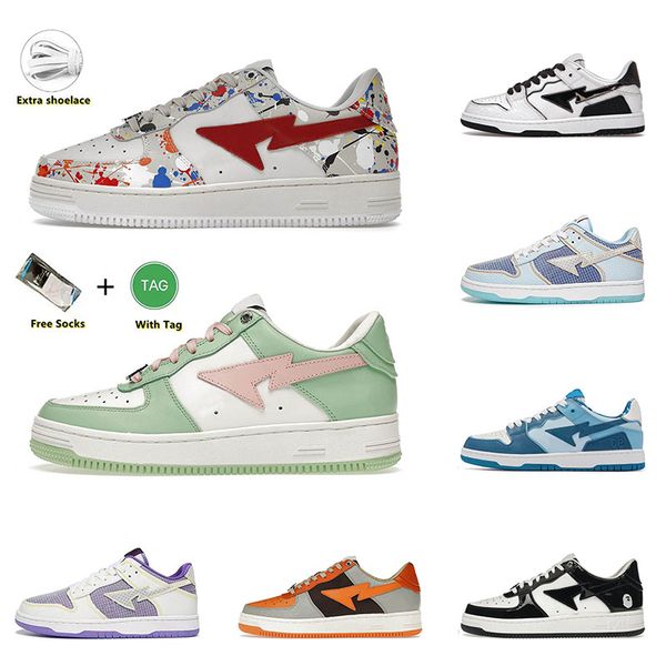 

2022 new arrival bapestas baped sk8 sta casual shoes for men women paint beige green brown ivory wheat red purple orange bapesta sneakers, Black