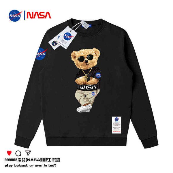 

hoodies sweatshirts designer hoodie nasa joint spring casual fashion round neck sweater 2022 new couple cartoon print, Black