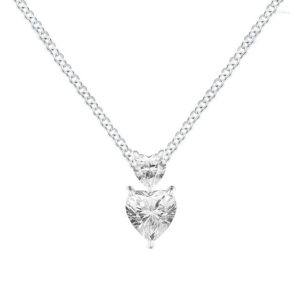 Catene 925 gioielli sterling in argento a doppio cuore a sospensione collana frizzante collier per donne dono fascino originale all'ingrosso godl22