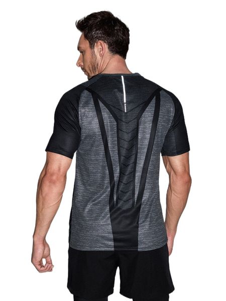 

men reflective detail color-block sports tee o283#, White;black