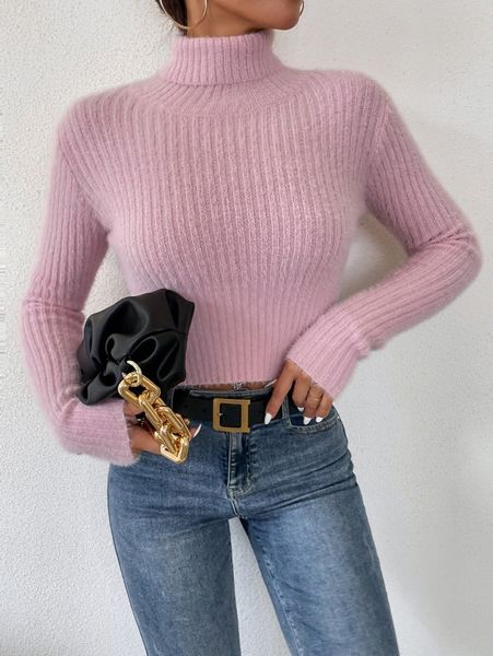 

turtleneck ribbed knit crop sweater t0xs#, White;black