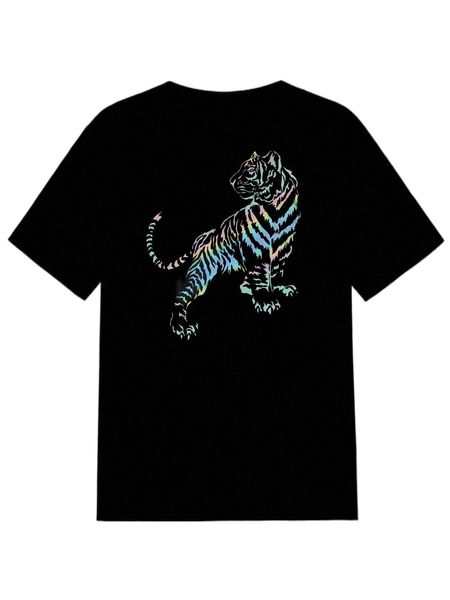 

men reflective tiger print tee 39ii#, White;black