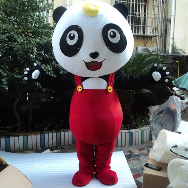 

mascot doll costume customized panda cartoon doll costumes show publicity doll props costumes walkers wear plush headgear customized, Red;yellow
