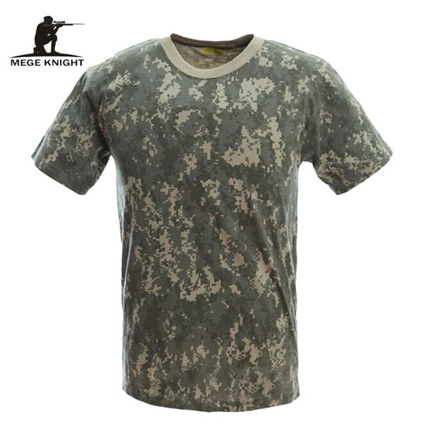 Mege camuflagem militar camiseta de combate respirável, camiseta de algodão de verão masculina, camisetas de acampamento de camuflagem do exército 220505