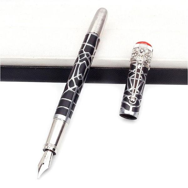 Penna promozione del lusso Heritage Rouge Et Noir Spider M Fountain Pen Red e Black Metal Silver Net Incise