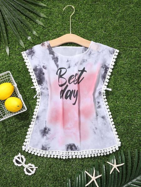 

toddler girls tie dye & letter graphic cover up she, Blue