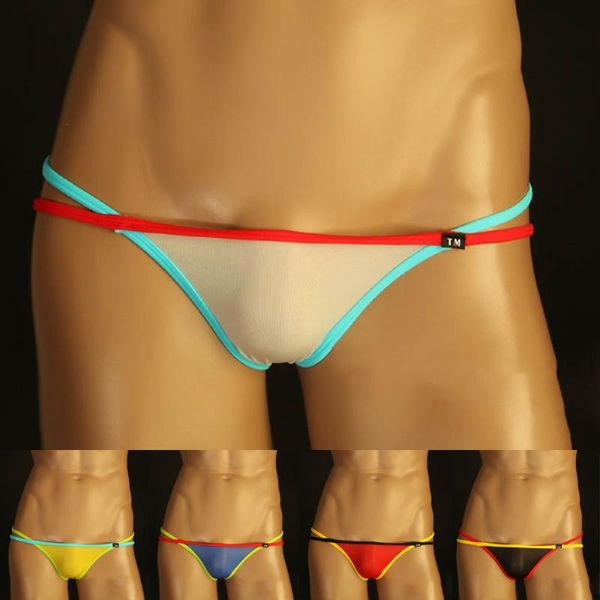 Unterhosen Männer Sexy Kurze Beutel Unterwäsche Durchsichtige Bikini Tangas G-string Low Rise Shorts Erotische Hombre Männliche Dessous TangaUnderpants