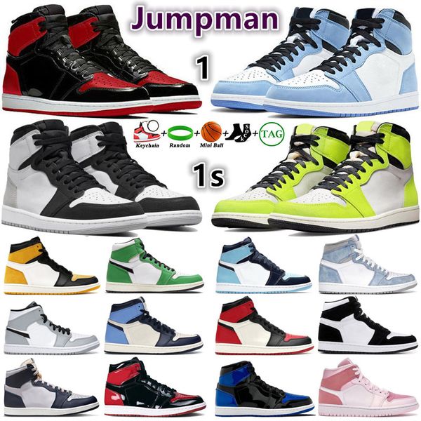 

1 mens basketball shoes 1s sneakers visionaire bred patent university blue stage haze yellow toe hyper royal georgetown unc men women sports