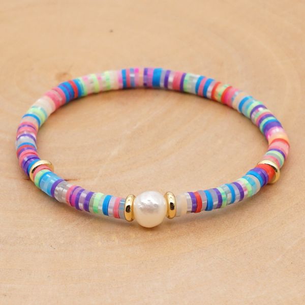 Braccialetto di perline in argilla polimerica multicolore stile boemo Braccialetti di perle barocche da spiaggia estiva per regalo di coppia
