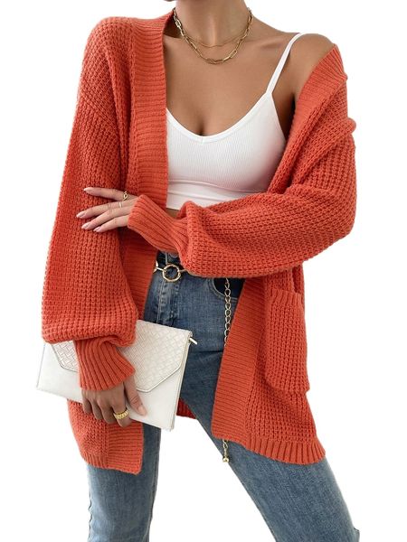 

dual pocket drop shoulder cardigan 63i9#, White;black